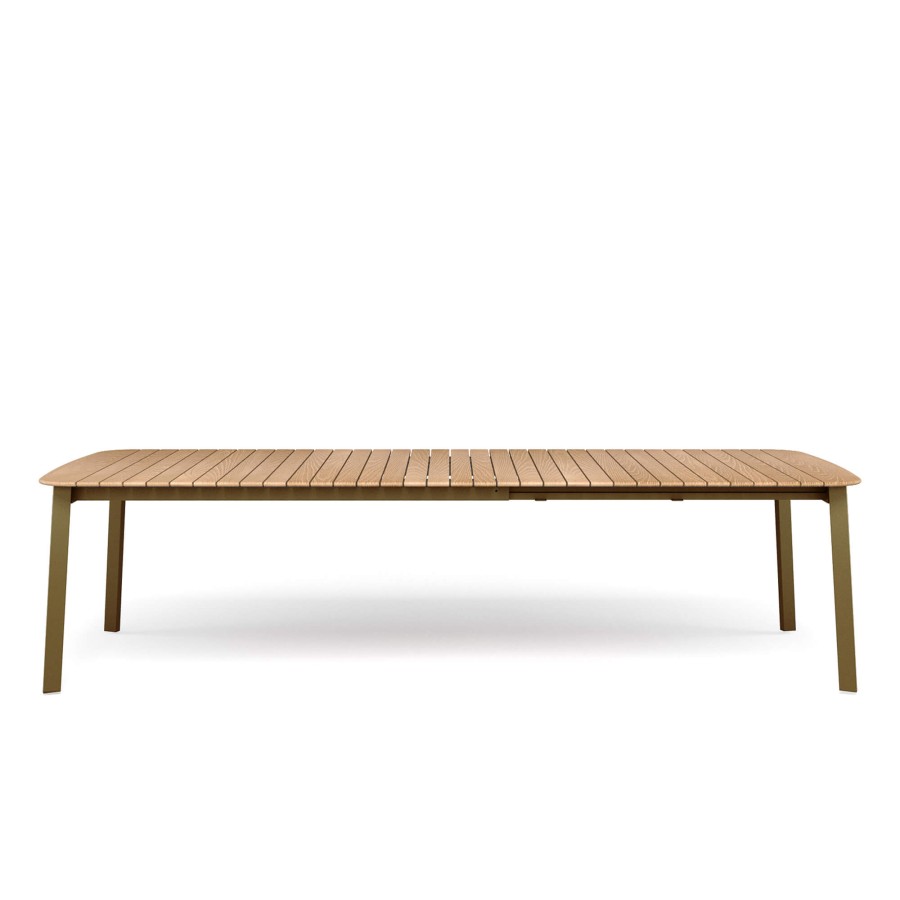 Tabelle EMU | Tavolo Allungabile Da Giardino Con Piano In Teak 180+56+56X100 / Esterno In Alluminio, Teak - Collezione Shine